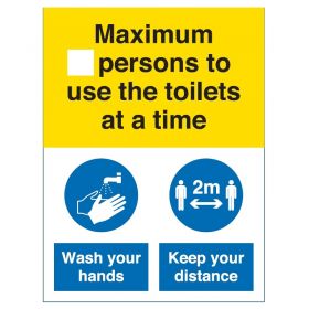 Coronavirus Maximum Number Of Persons To Use The Toilet At A Time Sign - Rigid PVC - COV053R