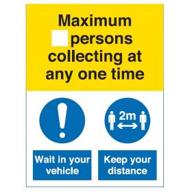 Coronavirus Maximum Number Of Persons Collecting At Any One Time Sign - Self-Adhesive Vinyl - COV054V