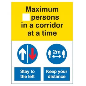 Coronavirus Maximum Number Of Persons In A Corridor At A Time Sign - Self-Adhesive Vinyl - COV055V