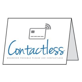 Wherever Possible Please Use Contactless Payment Double Sided Table Card - Pack of 5 - CV0011