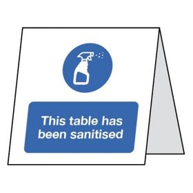 This Table Has Been Sanitised Double Sided Table Card - Pack of 5 - CV0034