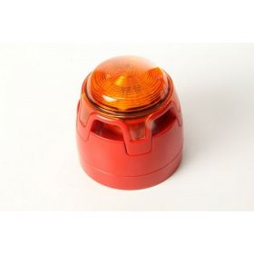 KAC CWSS-RA-W7 ENScape Sounder Beacon Strobe - Red With Amber Lens - Deep Base