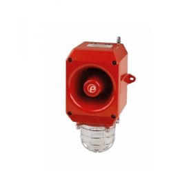 E2S D2XC1X10DC024AB1A1R/B Alarm Horn Sounder & Xenon Strobe Beacon 24V DC - Red Body With Blue Lens