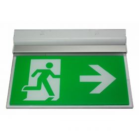 Channel E/RZ/M3/LED/W Razor LED Emergency Exit Sign - Wall / Ceiling Mounted With Up Arrow