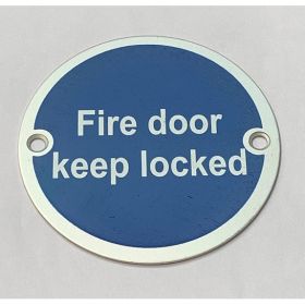 Frelan Fire Door Keep Locked Disc Sign - Satin Stainless Steel - JS101SSS
