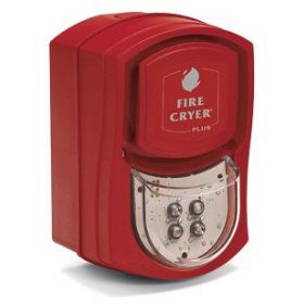 Fire-Cryer Voice Sounder and Beacon - Red With White and Amber Beacon With Shallow Base - FC3/A/R/WA/S