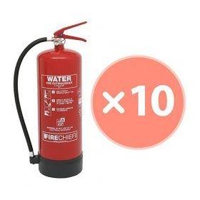 Firechief FXW9 9 Litre Water Fire Extinguisher - Bundle Pack Of 10 (Supply With 80 x 200mm ID Signs (Pack of 10))