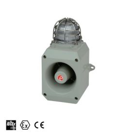 E2S IS-DL105L-G/B Intrinsically Safe Alarm Sounder & LED Beacon - Grey Body Blue Lens 