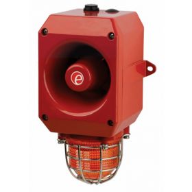 E2S IS-DL105L-R/B Intrinsically Safe Alarm Sounder & LED Beacon - Red Body Blue Lens 