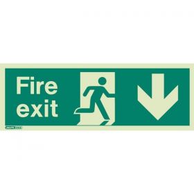 Jalite 437X Down Arrow Photoluminescent Fire Exit Sign (250 x 600mm)