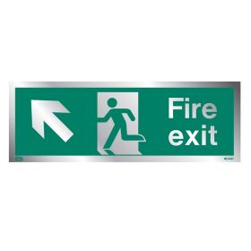 Jalite Rigid PVC Metal Effect Fire Exit Sign With Up Left Arrow - ME434
