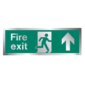 Jalite Rigid PVC Metal Effect Fire Exit Sign With Up Arrow - ME436