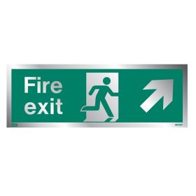 Jalite Rigid PVC Metal Effect Fire Exit Sign With Up Right Arrow - ME438