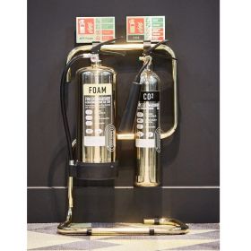 Commander Contempo Polished Gold Fire Extinguisher & Stand Package - PGFESP