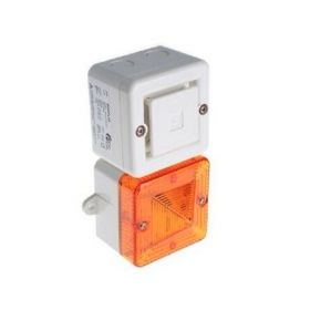 E2S SONFL1HDC024W/A Alarm Sounder & LED Beacon - 10 - 30V DC - White Body Amber Lens