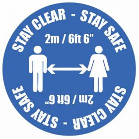 Coronavirus Stay Clear Stay Safe Social Distancing Floor Graphic 400mm Diameter - 58566