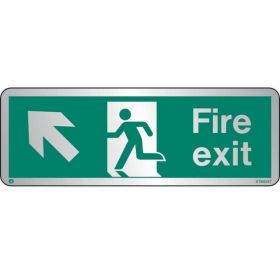 Jalite STB434T Brushed Stainless Steel Fire Exit Sign - Up Left Arrow 120 x 340mm