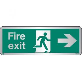 Jalite STB435T Brushed Stainless Steel Fire Exit Sign - Right Arrow 120 x 340mm