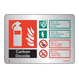 Brushed Stainless CO2 Fire Extinguisher ID Sign - Jalite STB6372ID