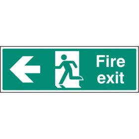 Fire Exit Sign - White - Left Arrow