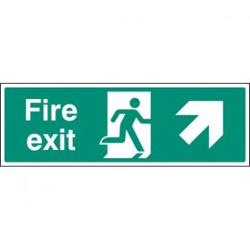 Fire Exit Sign - White - Up Right Arrow