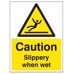 Caution Slippery When Wet Sign - Rigid Plastic - 200 x 150mm