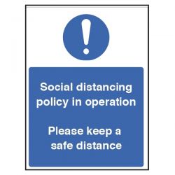Social Distancing Policy In Operation Sign - Rigid Plastic - 18259H