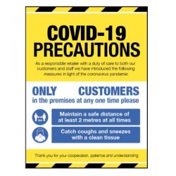 Covid-19 Precautions Sign For Businesses Open To The Public - Self-Adhesive Vinyl - 28423H