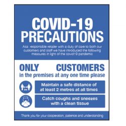 Covid-19 Precautions Sign For Businesses Open To The Public - Self-Adhesive Vinyl - 28424H
