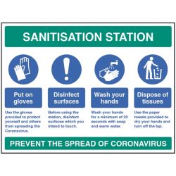 Coronavirus Sanitisation Station Sign - Rigic Plastic - 18447Q 