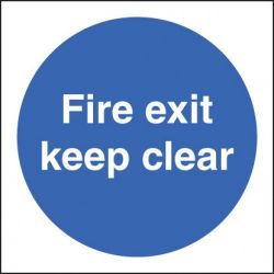 Fire Exit Keep Clear Sign - Self-Adhesive Vinyl - 100 x 100mm - 21606U