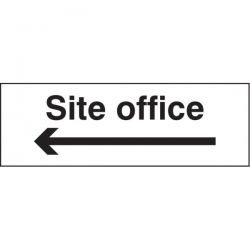 Site Office Sign With Left Arrow - 300 x 100mm - Self-Adhesive Vinyl - 26409G