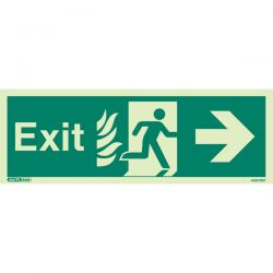 Jalite 405HTM T NHS Exit Sign - Right Hand Arrow - 120 x 340mm (Self-Adhesive Vinyl Version)