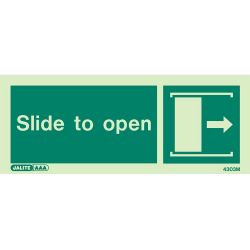 Jalite 4303M Photoluminescent Slide To Open Sign - Right Arrow - 80 x 200mm