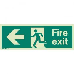 Jalite 430T Left Hand Fire Exit Sign - Photoluminescent - 120 x 340mm