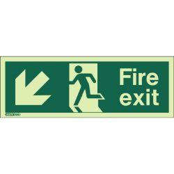 Jalite 433X Down Left Arrow Photoluminescent Fire Exit Sign (250 x 600mm)