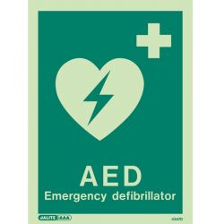 Jalite 4347D AED Emergency Defibrillator Sign - Photoluminescent