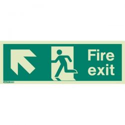 Jalite 434X Up Left Arrow Photoluminescent Fire Exit Sign (250 x 600mm)