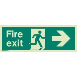 Jalite 435T Right Hand Fire Exit Sign - Photoluminescent - 120 x 340mm
