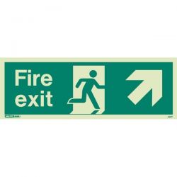 Jalite 438T Up Right Arrow Fire Exit Sign - Photoluminescent - 120 x 340m
