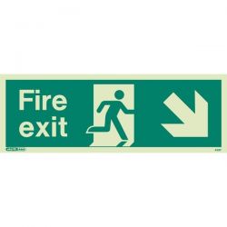 Jalite 439T Down Right Arrow Fire Exit Sign - Photoluminescent - 120 x 340mm