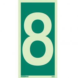 Jalite 4628G Number 8 Photoluminescent Assembly Point Designation Sign