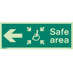 Jalite 4653K Photoluminescent Safe Area Sign For The Mobility Impaired - Left Arrow
