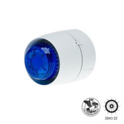 Cranford Controls Marine Wall Sounder & Flashing LED Beacon - Deep Base - White Body Blue Lens - 511-156