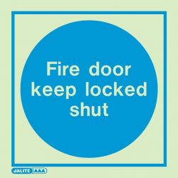 Jalite 5140A Fire Door Keep Locked Shut Photoluminescent Sign - 100 x 100mm