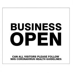 Business Open Please Follow NHS Guidelines Sign - Self Adhesive Vinyl - 25165H
