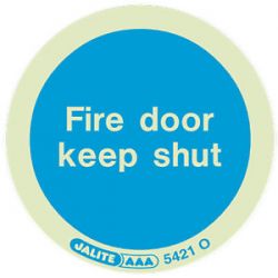 5421O Jalite Photoluminescent Fire Door Keep Shut Adhesive Disc - 80mm Diameter Pack of 10