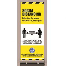 Covid-19 Social Distancing Guidance Portable Roller Banner Sign - 58437