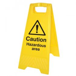 Caution Hazardous Area Standing Warning Sign - Yellow - 58545