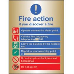 Brass Fire Action Sign - 59539